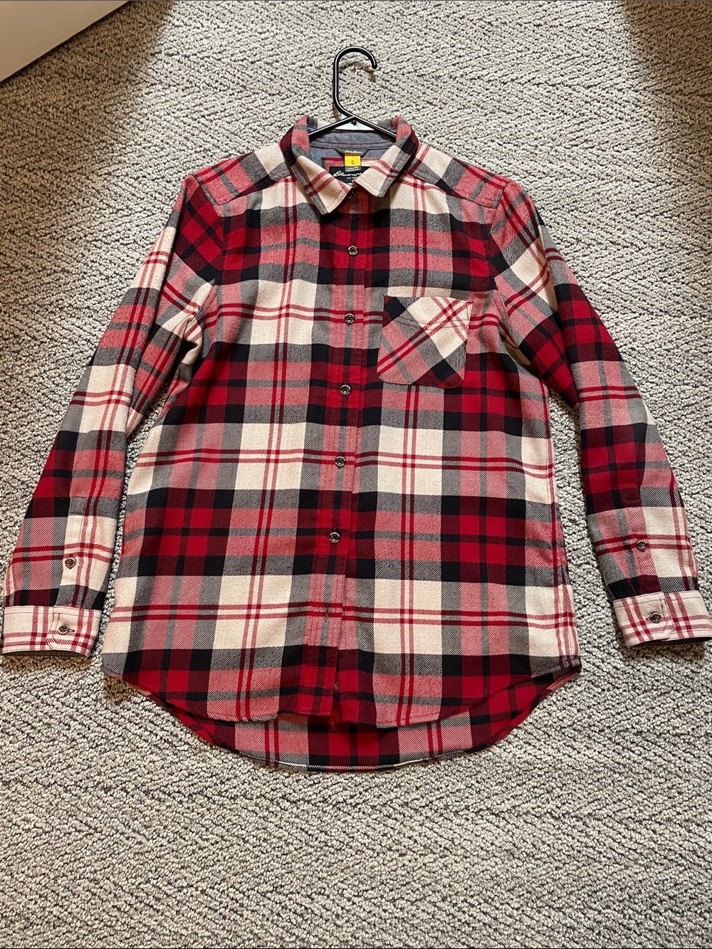 Eddie Bauer Red Black Cream Plaid Button-Down Shirt